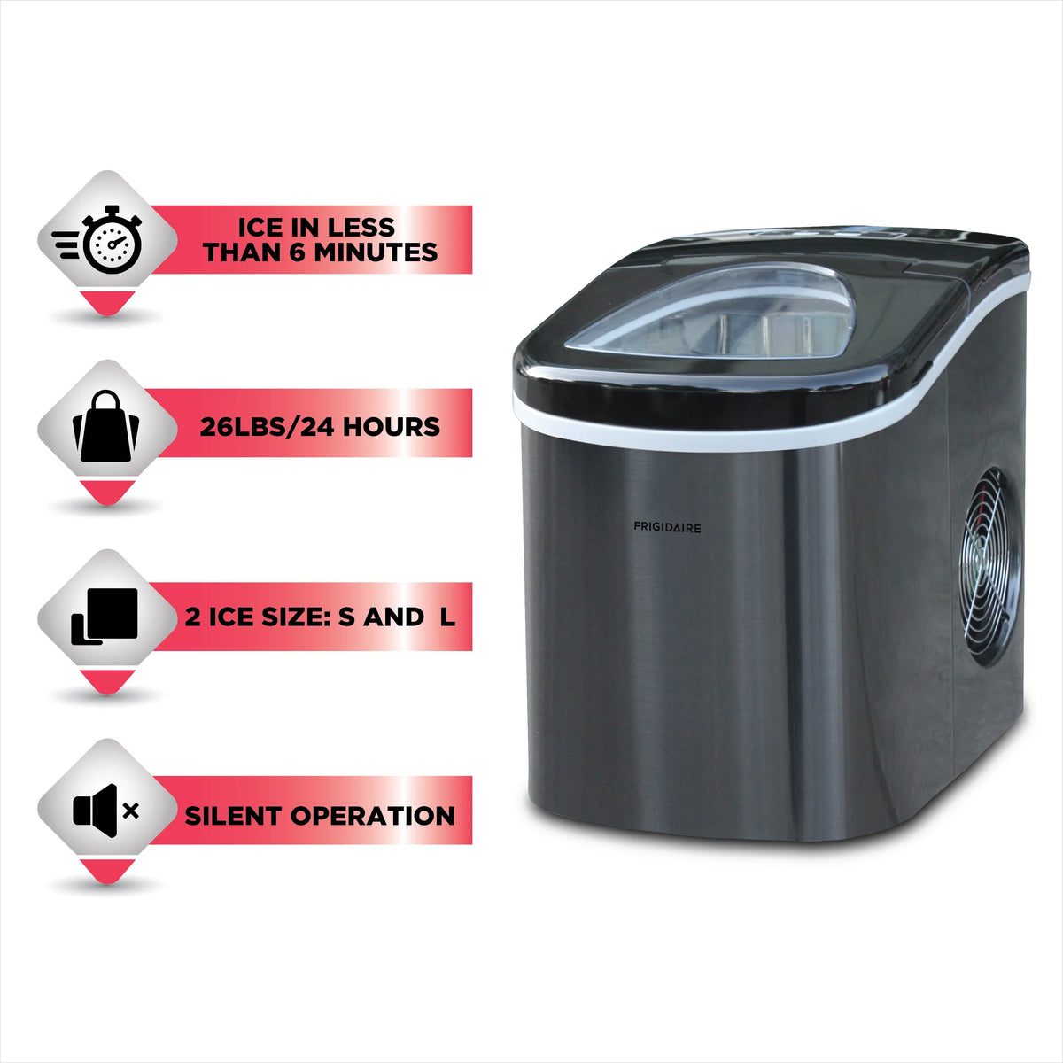 2.3 Qt. Stainless-Steel Counter Top Ice Maker O623