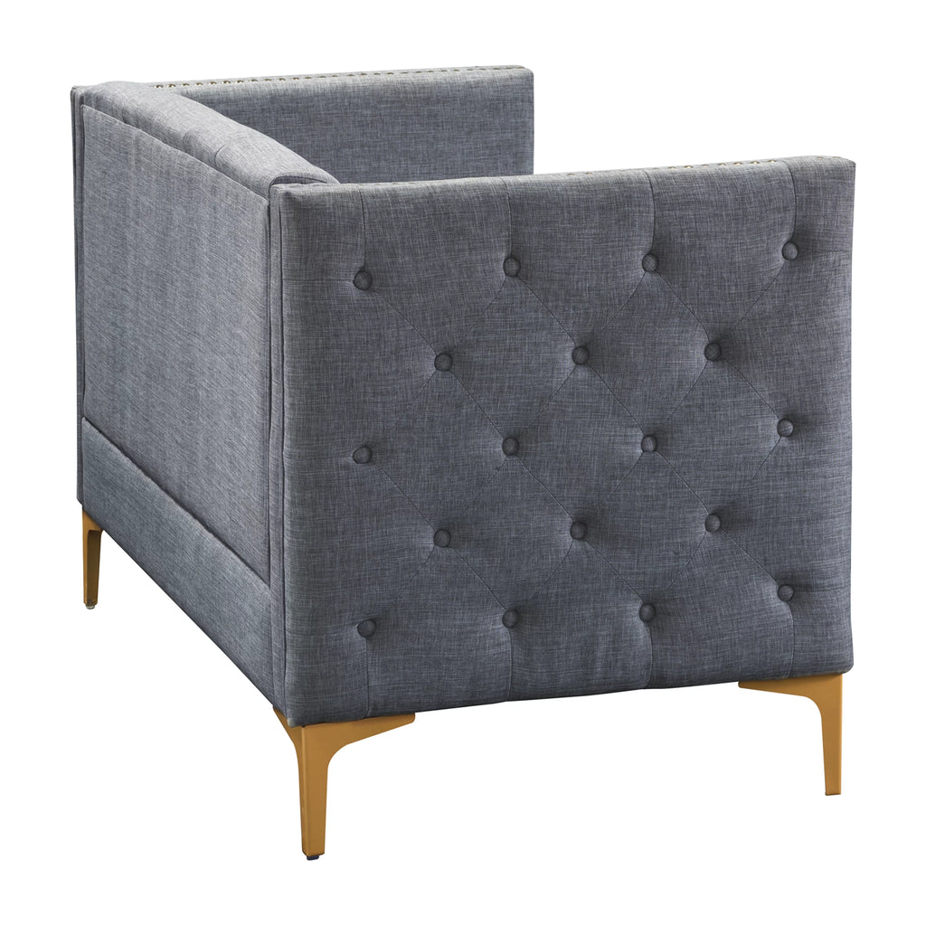 Light Gray Tufted Modern Fabric Loveseat R6056