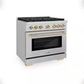 36 in. 6-Burner Freestanding Gas Range and Convection Oven in Stainless Steel and Polished Gold Y5789