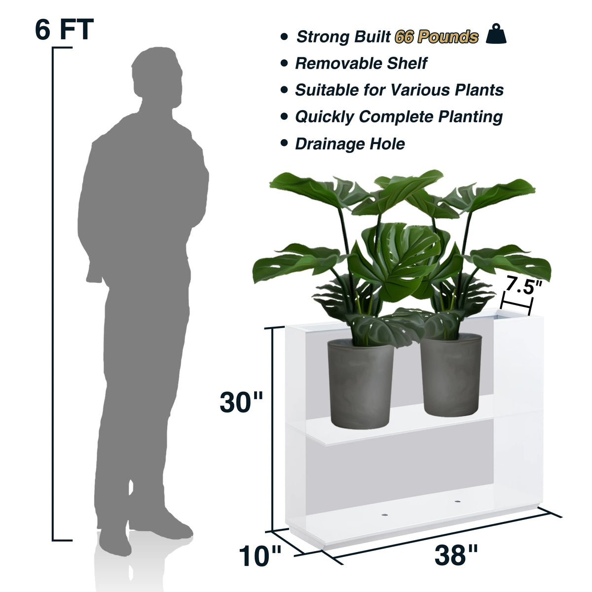 White Metal Planter Box Z607694