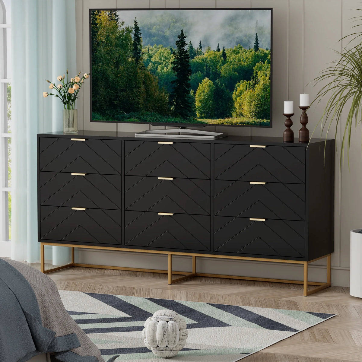 White 9 Drawer Wood Dresser V45020