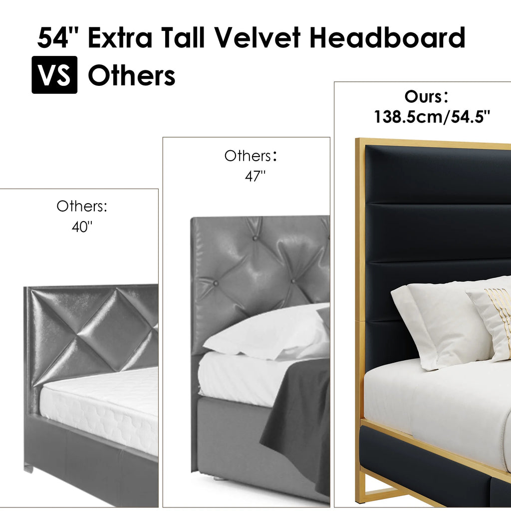 King Size Off-white Velvet Upholstered Platform Bed I451076