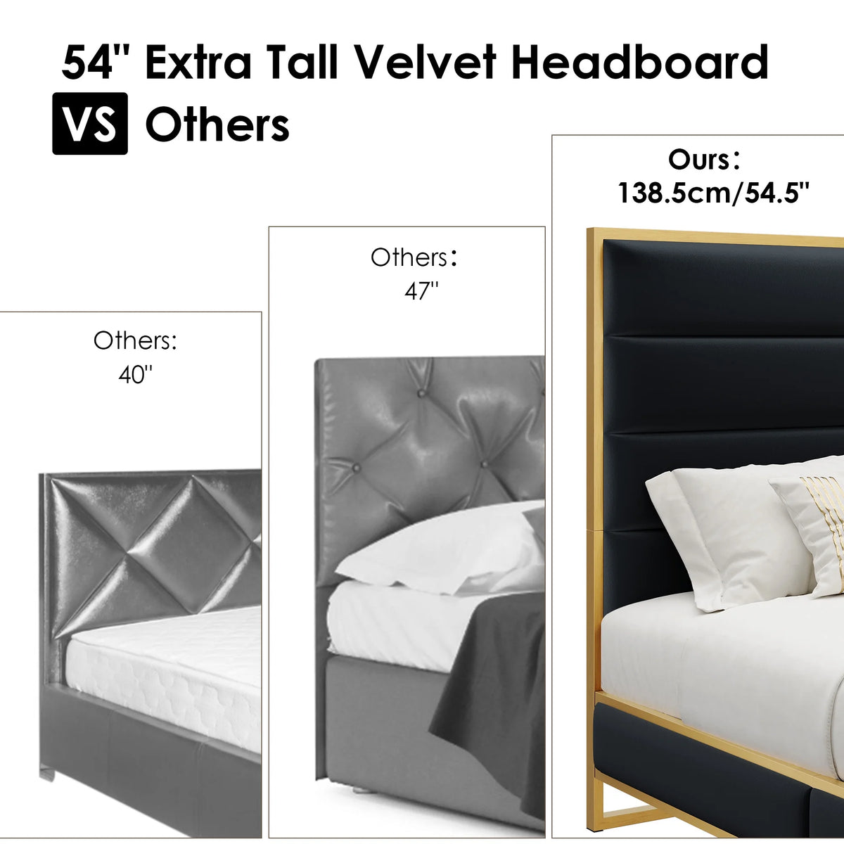 King Size Off-white Velvet Upholstered Platform Bed I451076