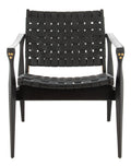 Black Leather Safari Chair M5949