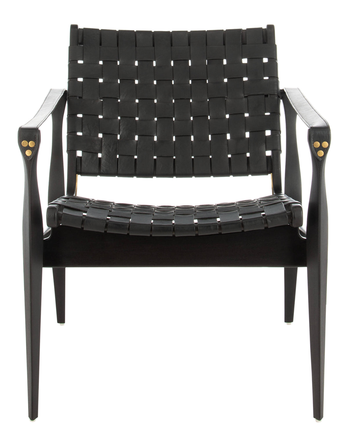 Black Leather Safari Chair M5949