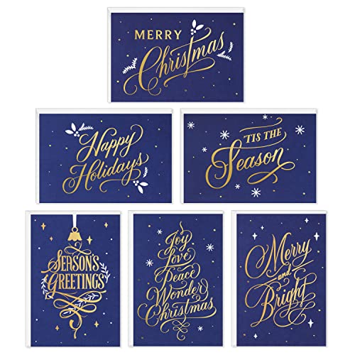 Boxed Christmas Cards Assortment, 6 Designs, 72 Cards with Envelopes Z28825
