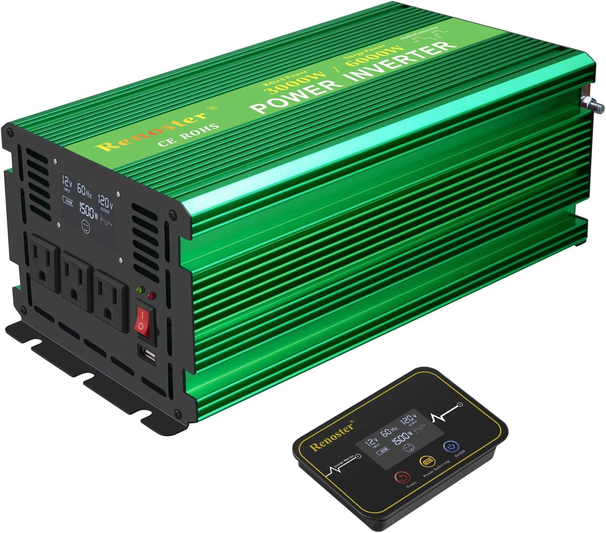 12V to 120V Modified Sine Wave Power Inverter with LCD Display 3000W C545481