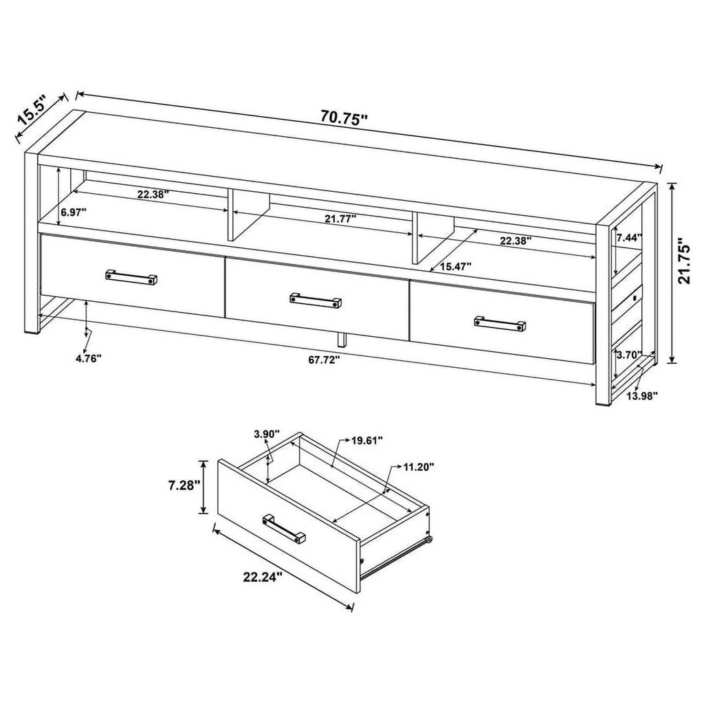 3-Drawer Farmhouse Wood TV Stand U7950