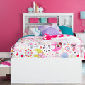 Twin Pure White Bed with Bookcase Headboard T6331
