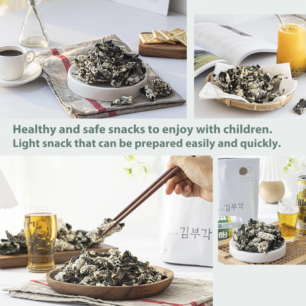 Handmade Korean Seaweed Snacks Chips with Sticky Rice, No Sugar, Vegan S9943