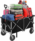 Folding Heavy Duty Collapsible Utility Wagon Cart with Universal Wheels Black W774984