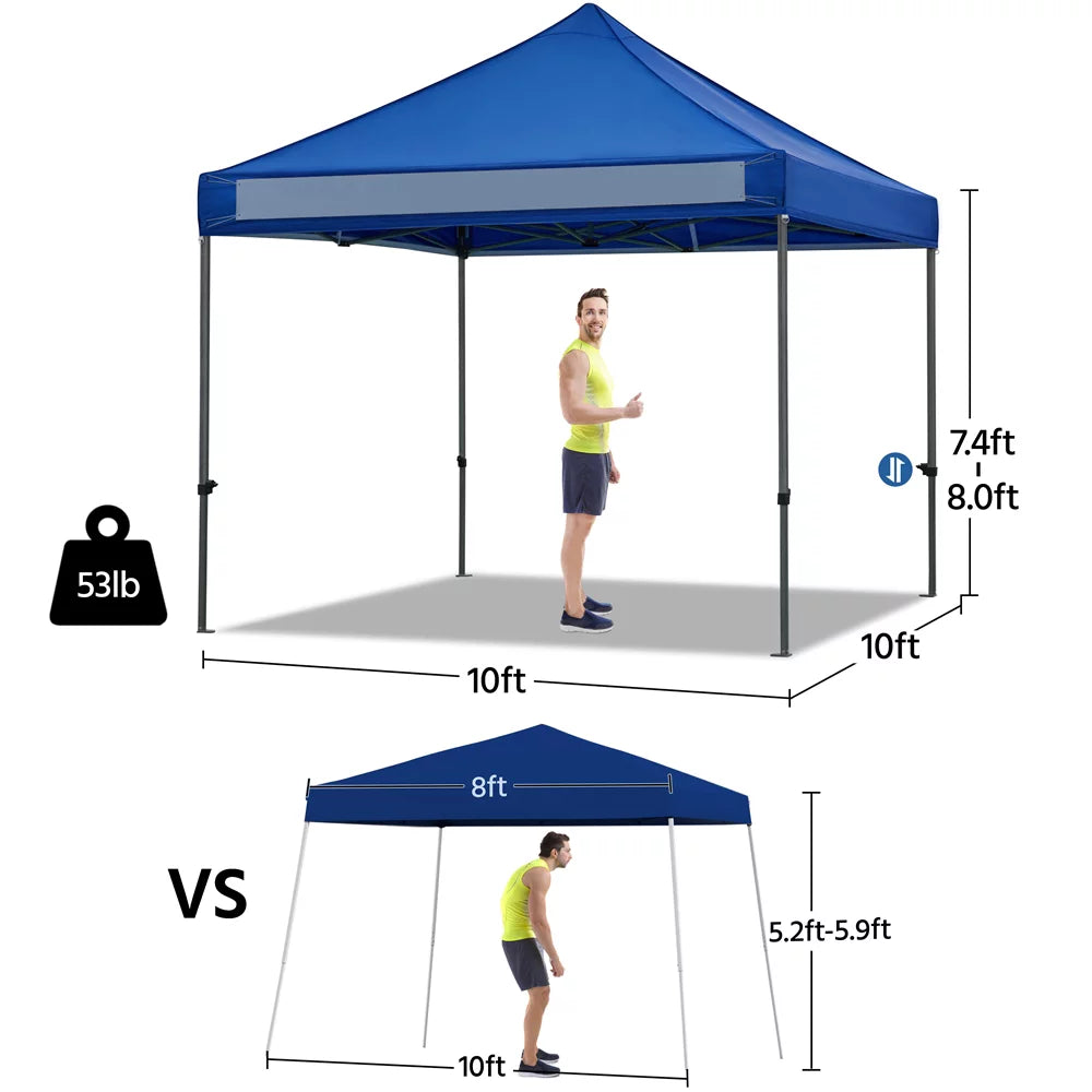 Adjustable 10' x 10' Pop-up Canopy with Wheeled Carry Bag, Blue S829750