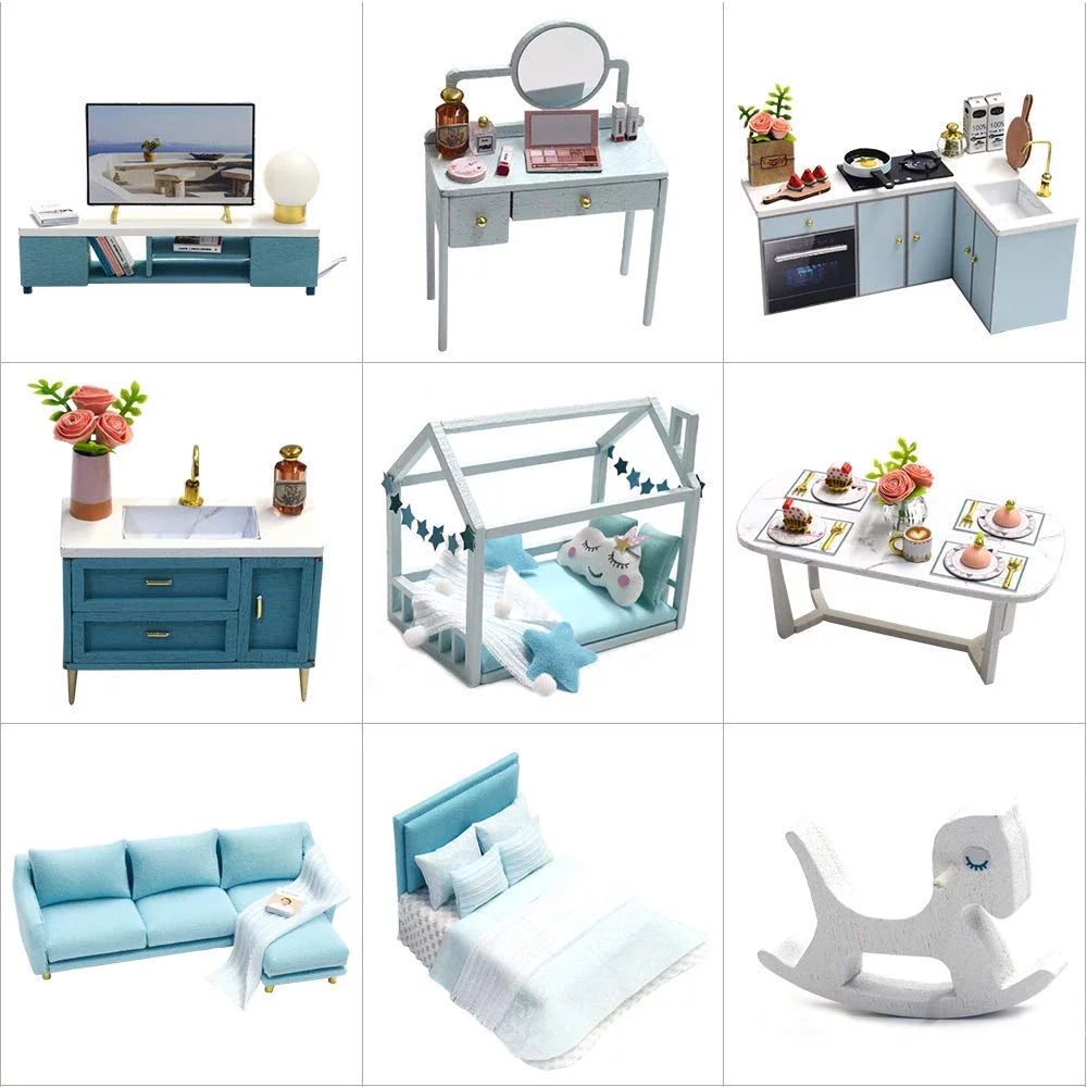 DIY Dollhouse Miniature Kit with Furniture and Music Movement R2489