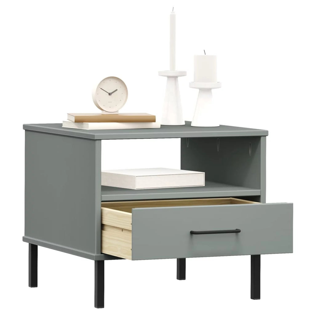 Gray Bedside Table with Metal Legs G714