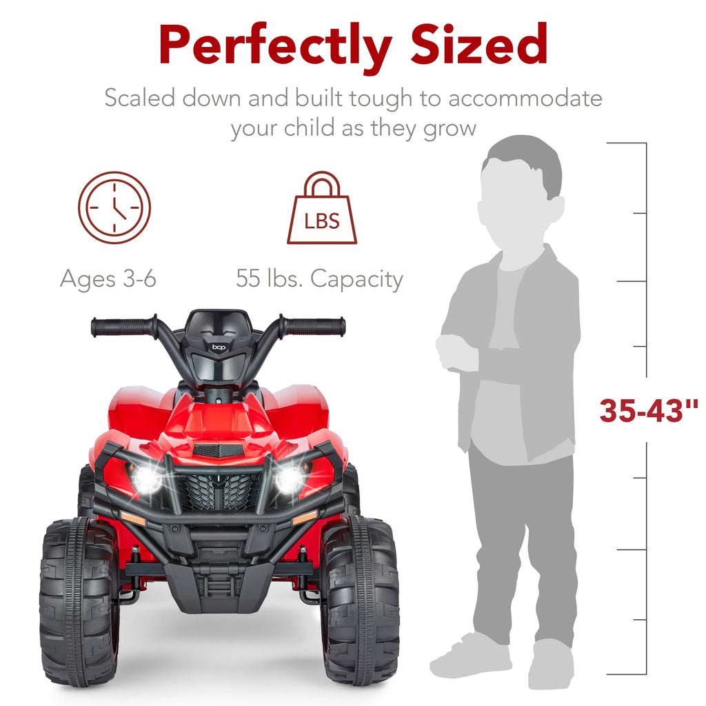 12V Kids Ride-On ATV Quad with LED Lights, Black V6313