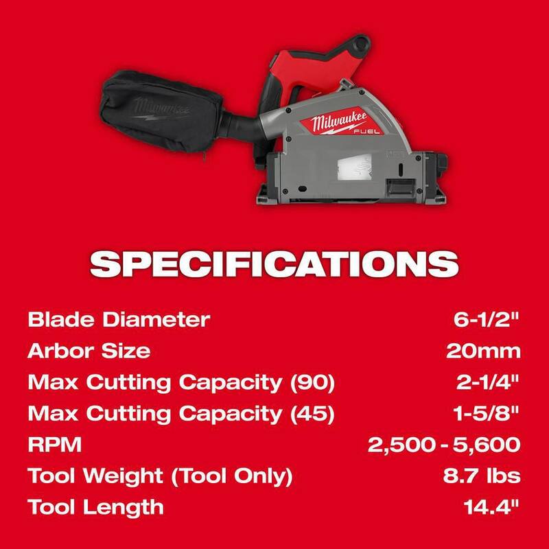18V Cordless Brushless Plunge Cut Track Saw with Guide Rail and Track Clamps P500
