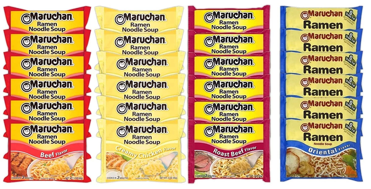 Instant Noodle Soup Variety Mix 24 Packs 4 Flavors C3663