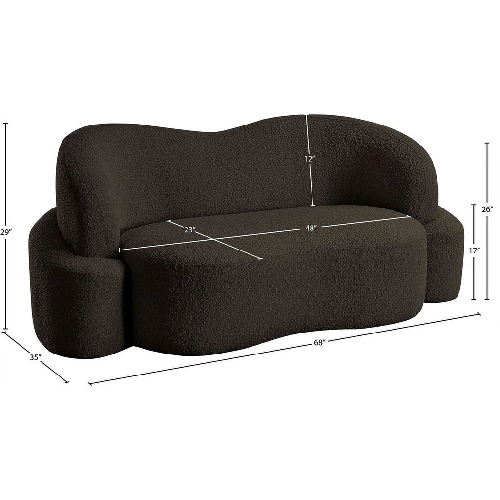 Brown Boucle Fabric Loveseat D669