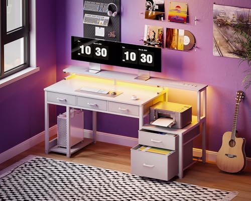 55 Inch Black Computer Desk with 3 Drawers Q456804