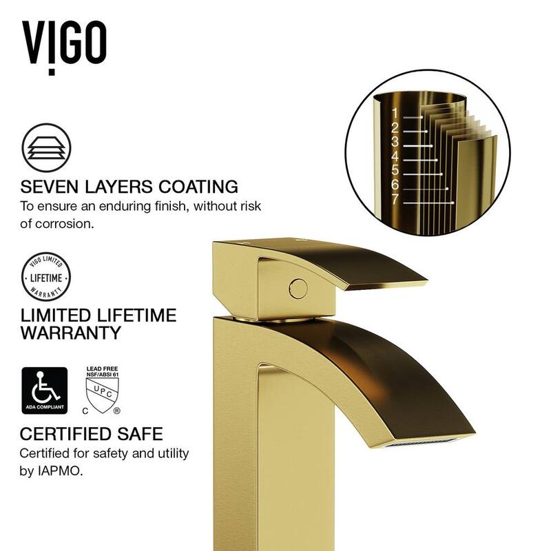 Single Handle Bathroom Vessel Faucet Matte Brushed Gold L3306
