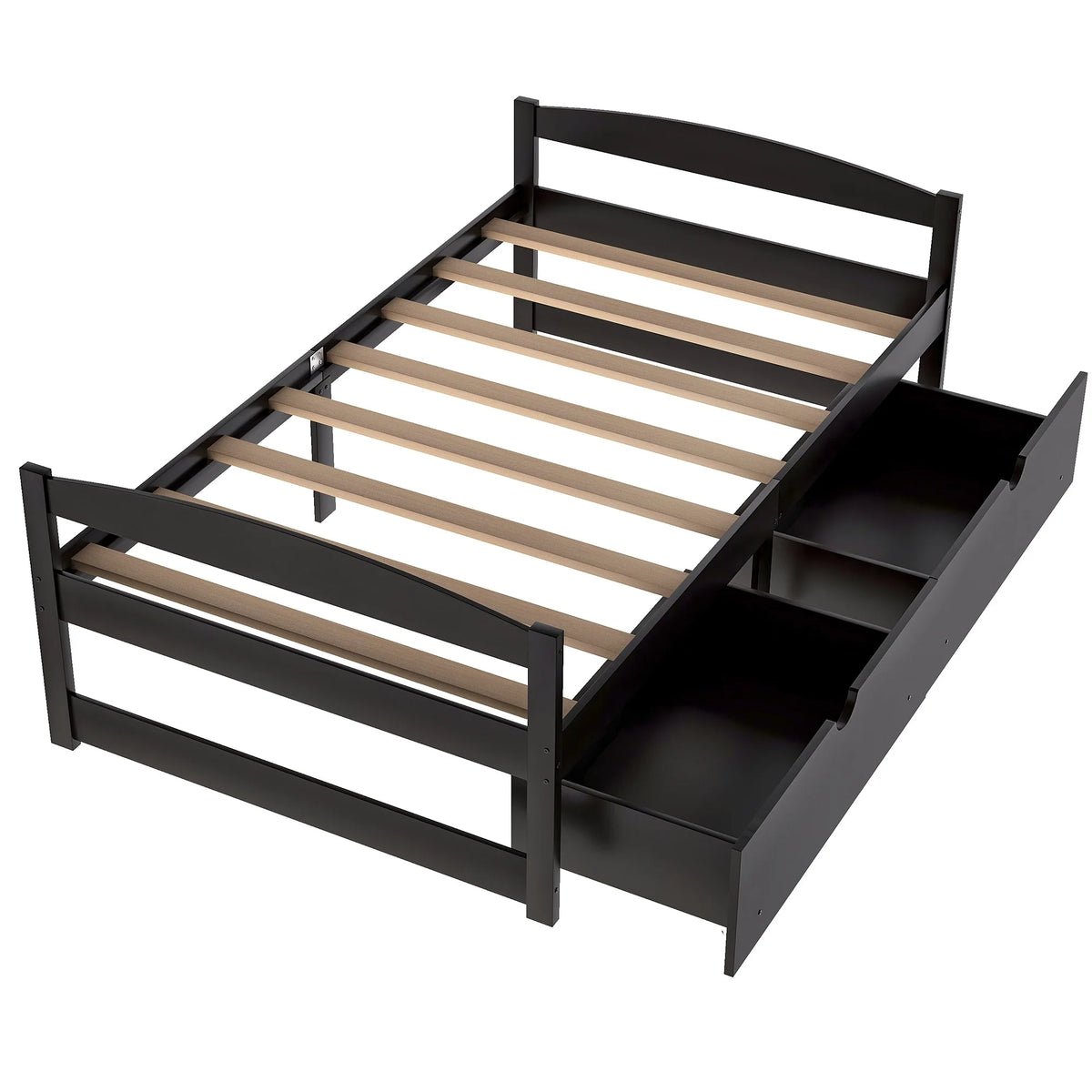 Twin Size Pine Wood Platform Bed with 2 Drawers X280444