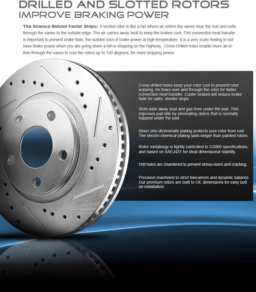 Drilled Slotted 4 Lug Rotors Pack of 2 P55893