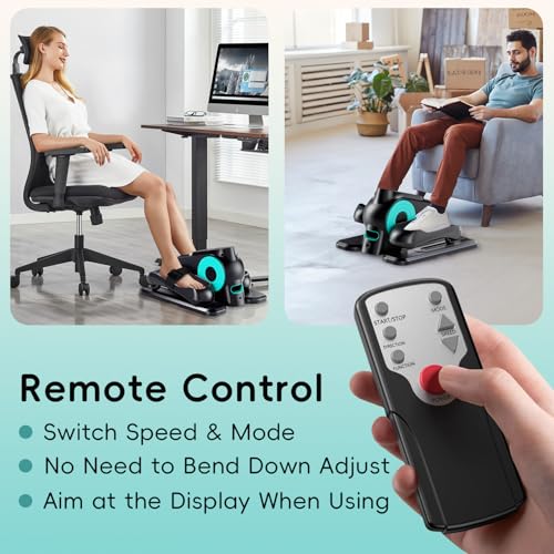 Under Desk Elliptical Machine, Quiet Portable Electric Seated Pedal Exerciser with Remote Control & 12 Adjustable Speeds L2871
