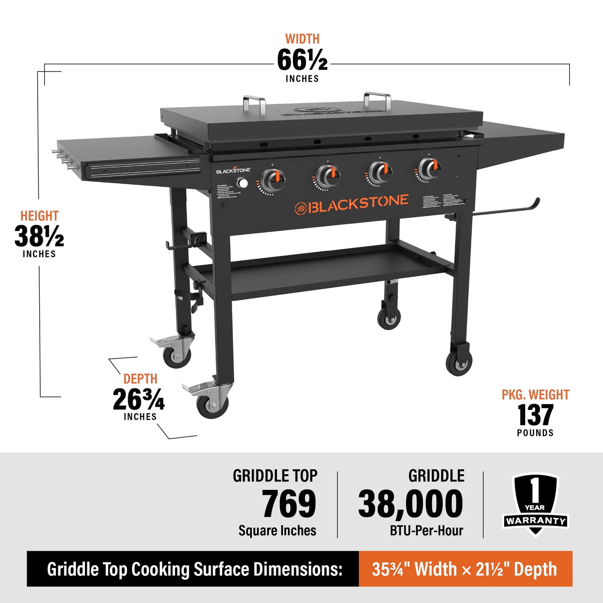 4-Burner 36 Griddle Cooking Station with Hard Cover C2055
