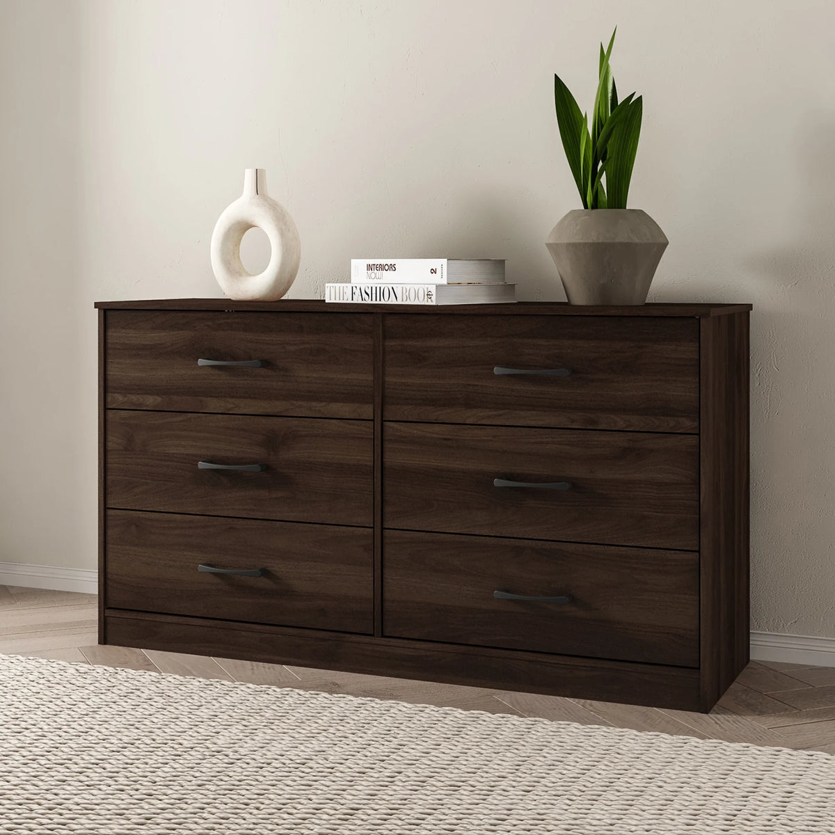 6 Drawer Dark Walnut Dresser R797325