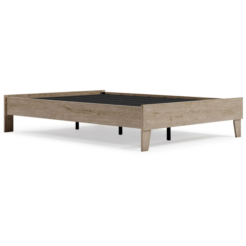 Full Size Platform Bed Low Profile Muted Brown Finish D9365