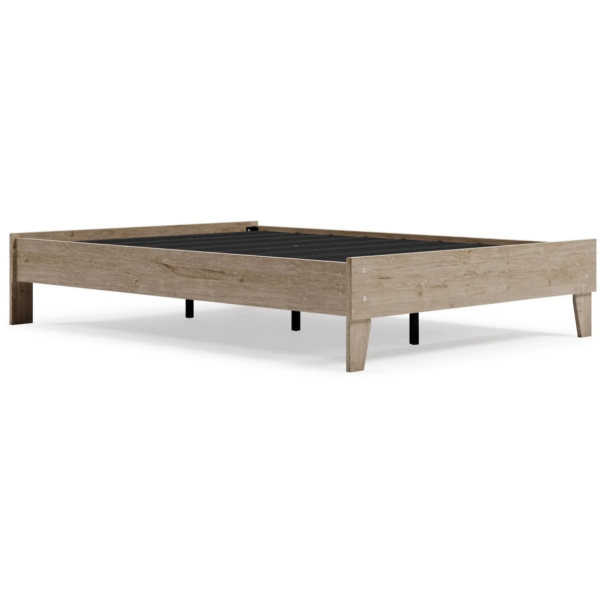 Full Size Platform Bed Low Profile Muted Brown Finish D9365