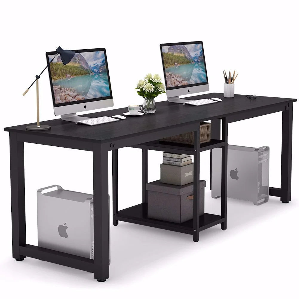 78 Extra Large Two Person Computer Desk with Shelf B180602