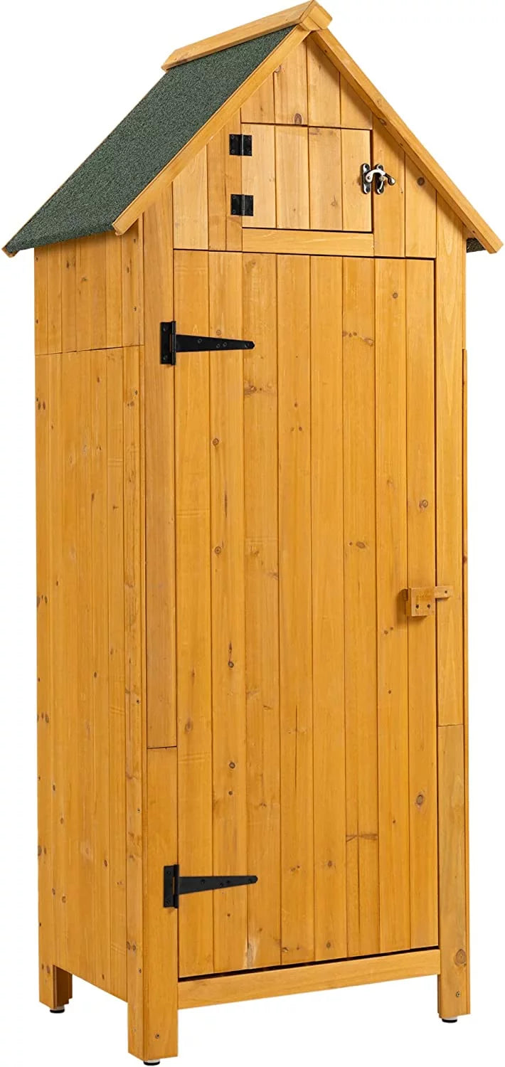 Wooden Outdoor Storage Cabinet Tool Shed 30.3” L X 21.3” W X 70.5” H Gray F486
