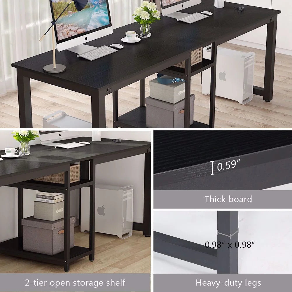 78 Extra Large Two Person Computer Desk with Shelf B180602