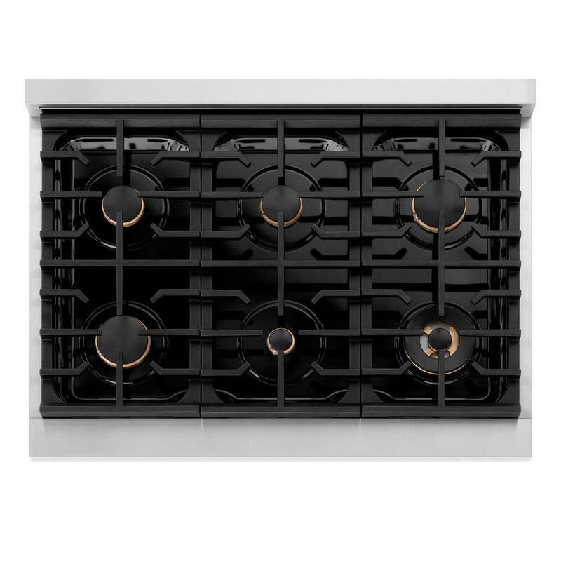 36 in. 6-Burner Freestanding Gas Range and Convection Oven in Stainless Steel and Polished Gold Y5789