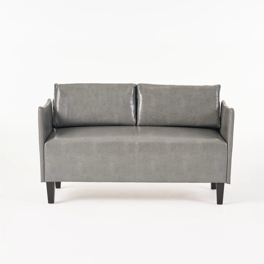 Gray Faux Leather Loveseat R868733