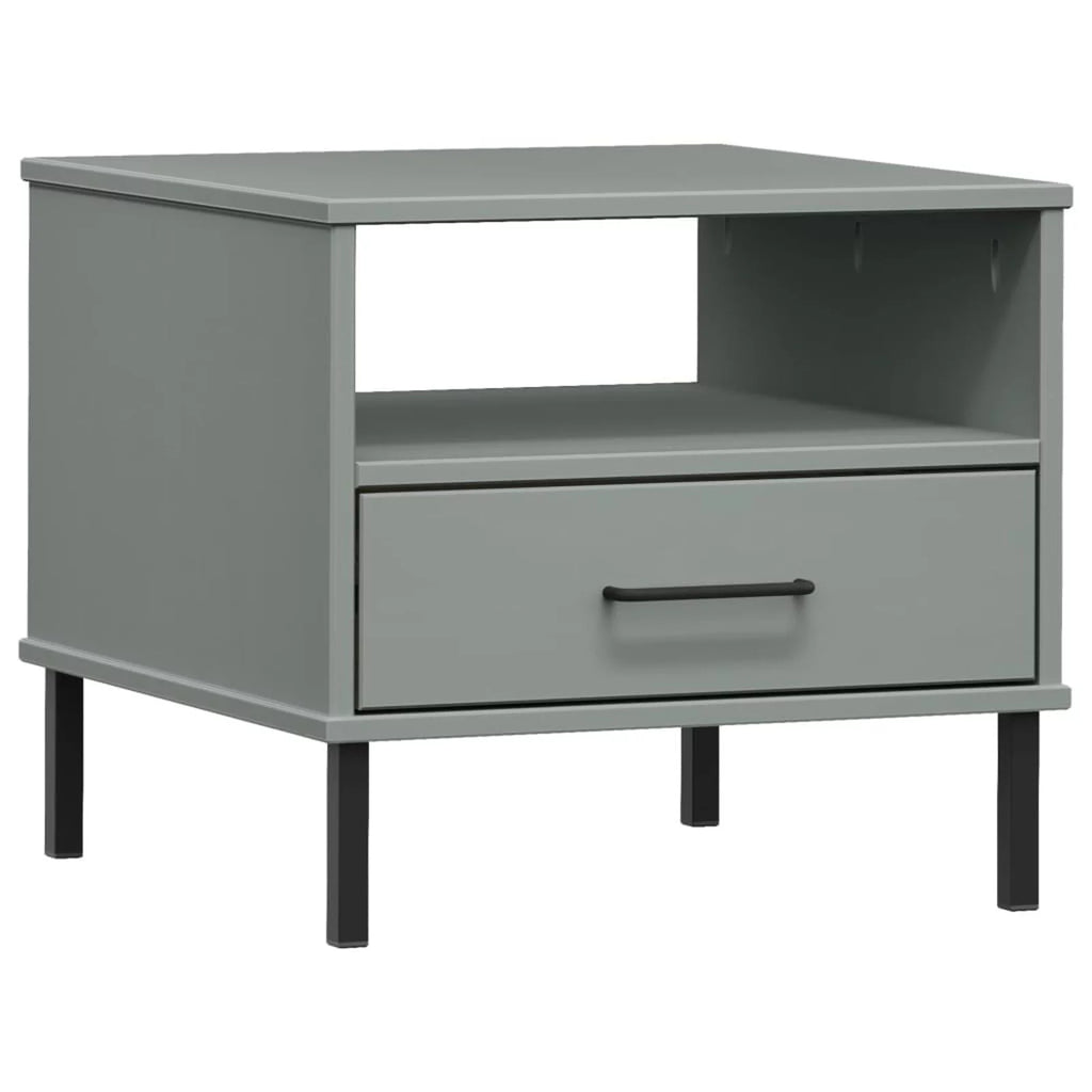 Gray Bedside Table with Metal Legs G714