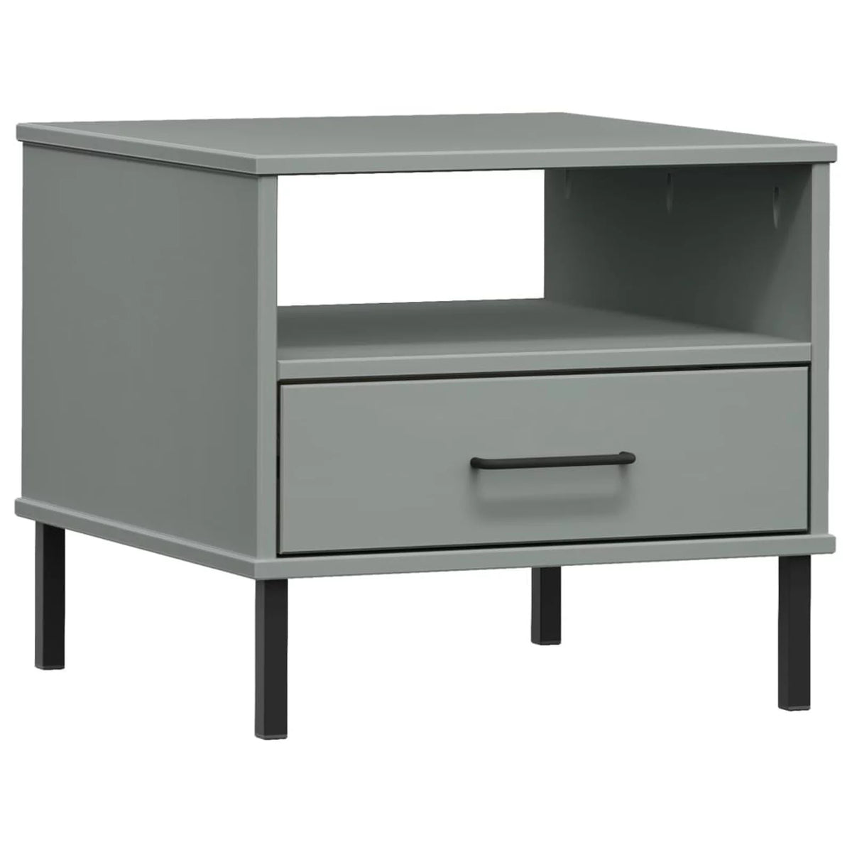 Gray Bedside Table with Metal Legs G714