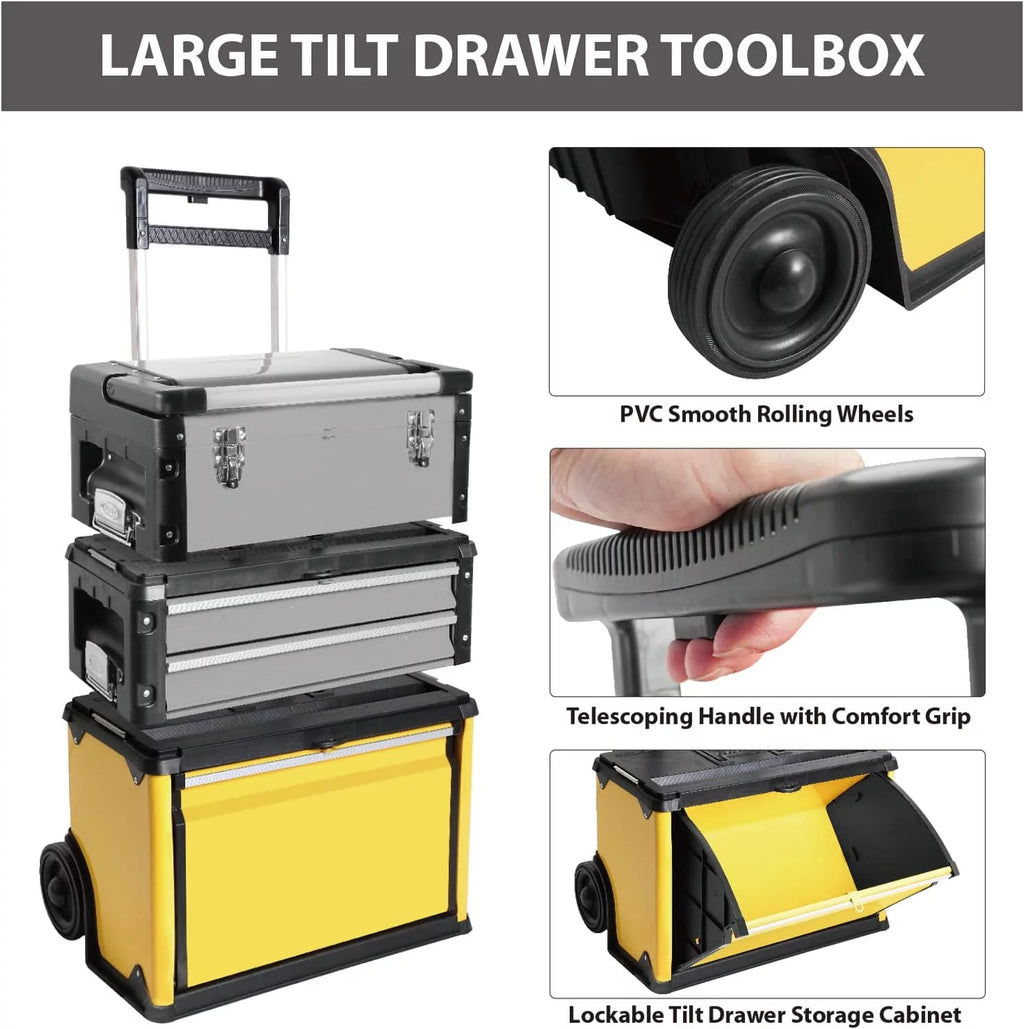 Red Rolling Tool Chest with Wheels 3 Drawers R9909