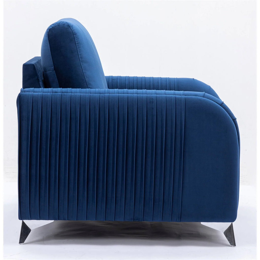 Blue Velvet Upholstered Loveseat U228