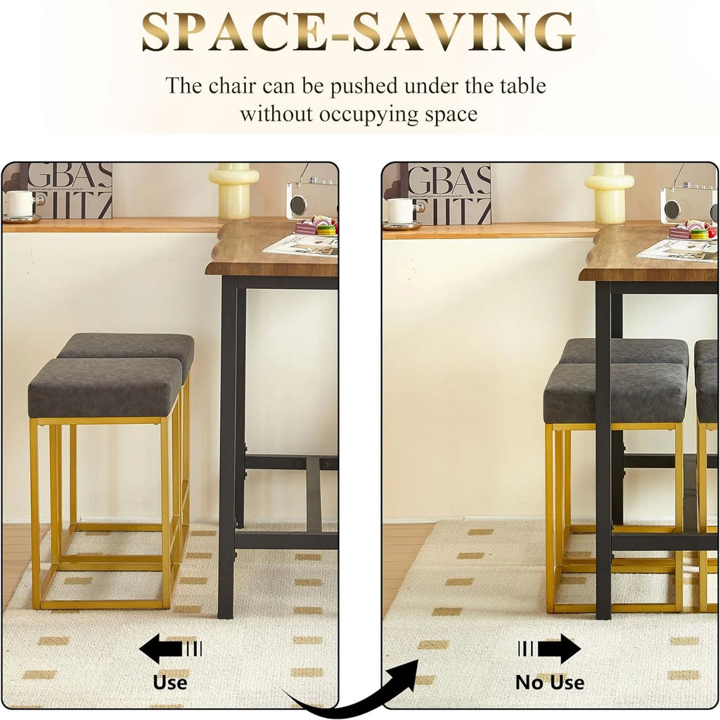 Grey PU Leather Bar Stools Set of 2 V30782