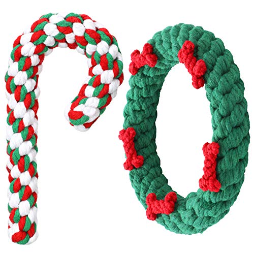 2 Pieces Dog Chew Toy and Candy Cane Rope Toy C592572