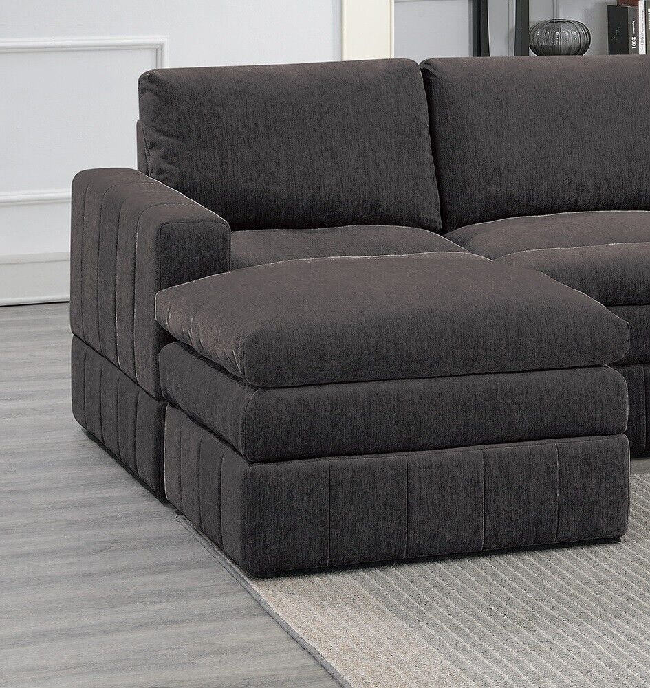 Plush Cushion 6pc Modular Sectional Set with Ottoman Y599