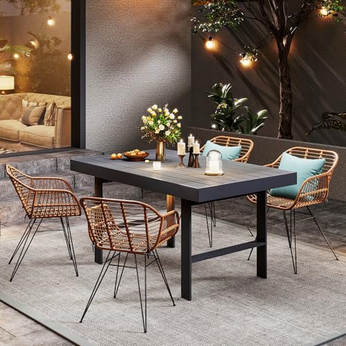 Aluminum Rectangle Metal Outdoor Coffee Table Black F76959