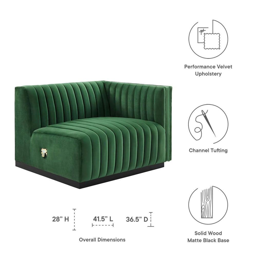 Black Emerald Velvet Right-Arm Chair A74253