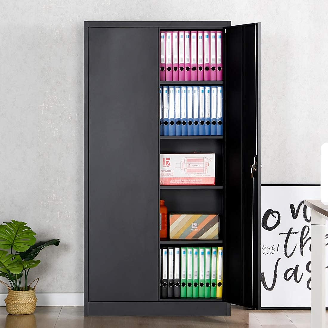 Metal Storage Cabinet with 2 Doors and 5 Shelves W217