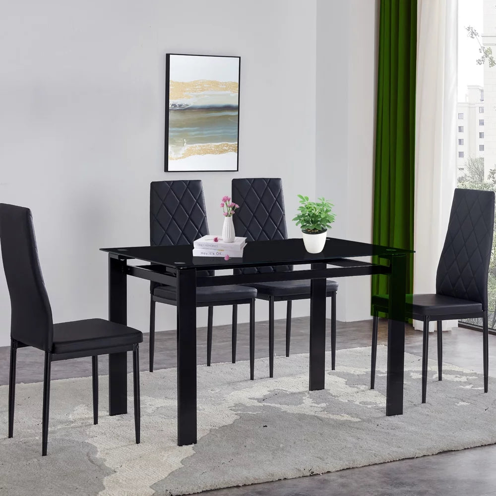 Black 5 Piece Dining Table Set for 4 T8722