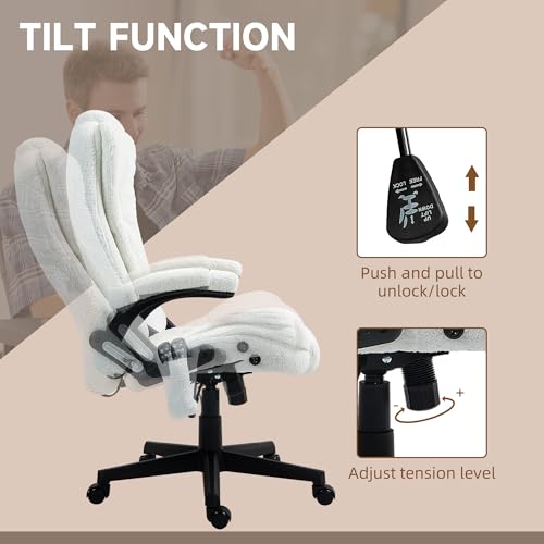 White Velvet High Back Reclining Office Chair with Remote X485327
