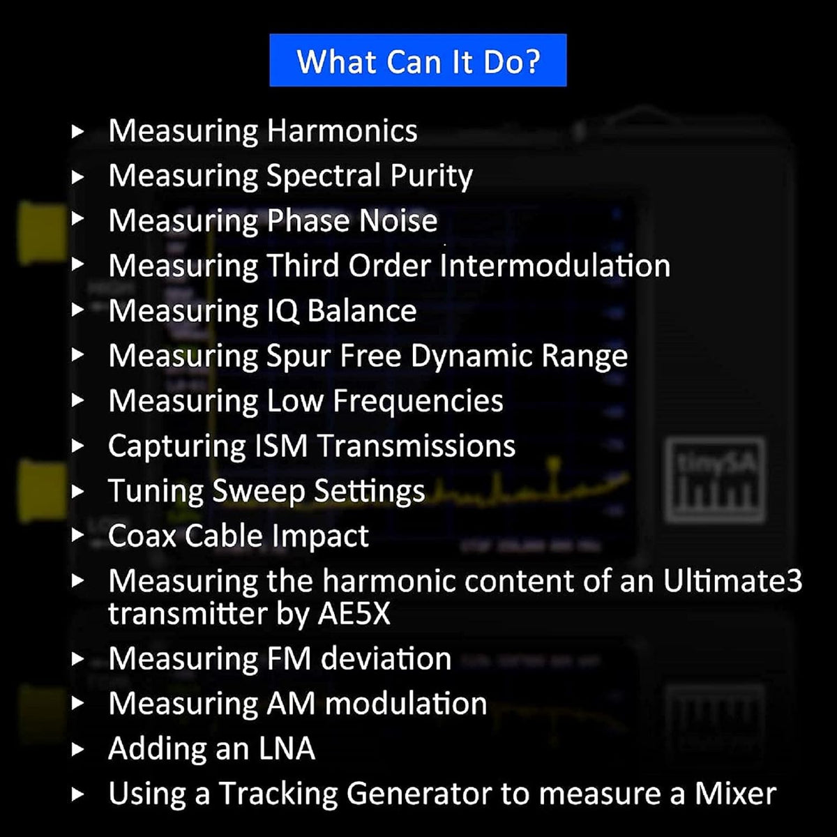 Portable Handheld Spectrum Analyzer with Antenna Cables & Attenuator 0.1MHZ-960MHz 2.8'' Touchscreen J578