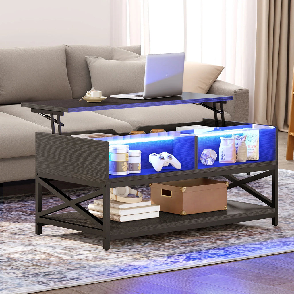 Black Lift Top Coffee Table with Storage E503